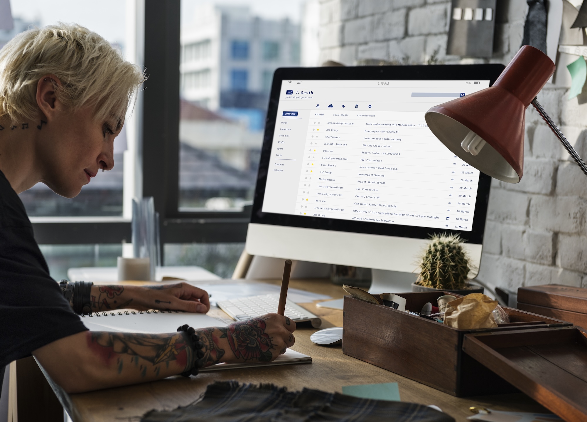 Professional email inbox interface showing message list and online communication tools for Omnisend marketing automation